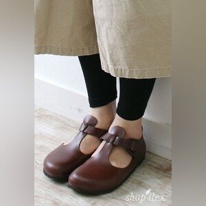 Birkenstock Paris T-strap Mary Janes, Brown Leather, Women’s size 9 (40)